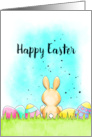 Happy Easter Card with Easter Bunny and Colored Eggs card