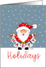 Cute Holiday Card with Santa in the snow card