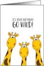 Funny Birthday Card with Giraffes Go Wild card