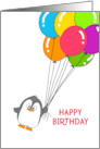 Birthday Penguin with Colorful Balloons card