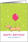Birthday Dog with colorful Balloon and Confetti card