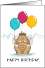 Happy Birthday Mammoth with Colorfull Balloons card