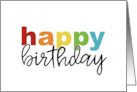 Happy Birthday in Big Colorful Letters card