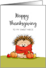 Happy Thanksgiving to my sweet Niece Hedgehog with Pumpkins card