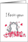 I Love You Cat in a Pile of Hearts Blank Inside card