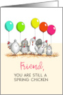 Chicken Birthday Card with Balloons for Friend card
