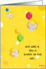 Humorous Cheese Birthday Card with Mice and Balloons card