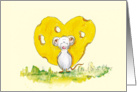 I love you - Cute Mouse in Love with Cheese Heart card