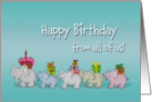 Humorous Happy Birthday from all of us, from group, Elephants gift card