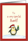 To a very special Aunt Christmas Card with cute Pinguin and Tree! card