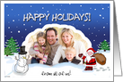 Christmas Photo Card with Santa Claus and Snowman card