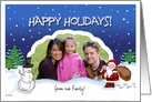 Happy Holidays Photo Card with Santa and Snowman card