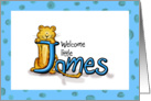 Welcome James, Baby Card with the Name James and a whimsical Leopard card