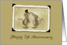 Happy 5th Anniversary - Kissing Mice card