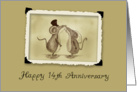 Happy 14th Anniversary - Kissing Mice card