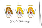Triplets Christening Congratulations card