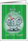 Clint Birthday Elephant with knot in the trunk card