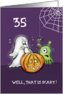 Halloween - 35th Birthday Cute scared Ghost with Pumpkin and Monster card