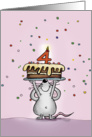 4th Birthday Mouse with Cake, Fourth Birthday - Candle and Confetti card