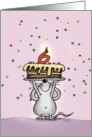 6th Birthday Mouse with Cake, Sixth Birthday - Candle and Confetti card