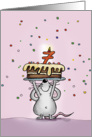 7th Birthday Mouse with Cake, Seventh Birthday - Candle and Confetti card