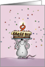 9th Birthday Mouse with Cake, Ninth Birthday - Candle and Confetti card