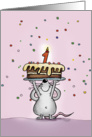 1st Birthday Mouse with Cake, First Birthday - Candle and Confetti card
