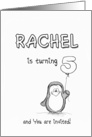 Rachel is turning 5 card