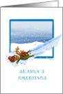 Slipping Cartoon Reindeer is sliding in the Snow card