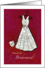 Please be my Bridesmaid - red - Newspaper card