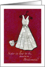 Sister In law to be - Please be my Bridesmaid! - red - Newspaper card