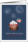 4th of July - Cupcake with US Flag and Fireworks Party for Business card