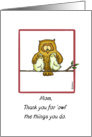 Mothersday - Thank you - Mom- Card with Owl and Owlets card