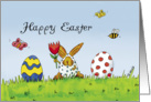 Happy Easter-Humorous with Rabbit in Egg Costume card