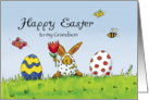 Happy Easter Grandson, Humorous with Rabbit and Eggs card