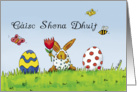 Cisc Shona Dhuit, Irish Happy Easter, Humorous with Rabbit and Eggs card