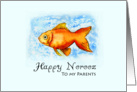 Happy Norooz to my Parents - Goldfish in watercolor card