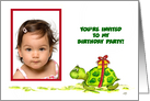 1st Birthday Invitation Photo Card with cute Turtle and gift card