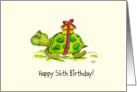 56th Birthday - Humorous, Cute Turtle with Gift on Back card