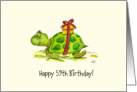 59th Birthday - Humorous, Cute Turtle with Gift on Back card