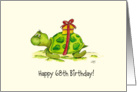 68th Birthday - Humorous, Cute Turtle with Gift on Back card