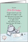 28th Birthday - Humorous, Whimsical Card with Hippo card