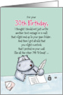 30th Birthday - Humorous, Whimsical Card with Hippo card