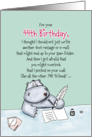 44th Birthday - Humorous, Whimsical Card with Hippo card
