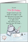 14th Birthday - Humorous, Whimsical Card with Hippo card