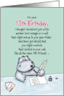 13th Birthday - Humorous, Whimsical Card with Hippo card
