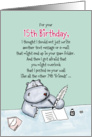 15th Birthday - Humorous, Whimsical Card with Hippo card