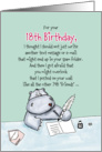 18th Birthday - Humorous, Whimsical Card with Hippo card