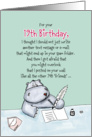 19th Birthday - Humorous, Whimsical Card with Hippo card