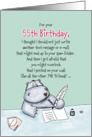 55th Birthday - Humorous, Whimsical Card with Hippo card
